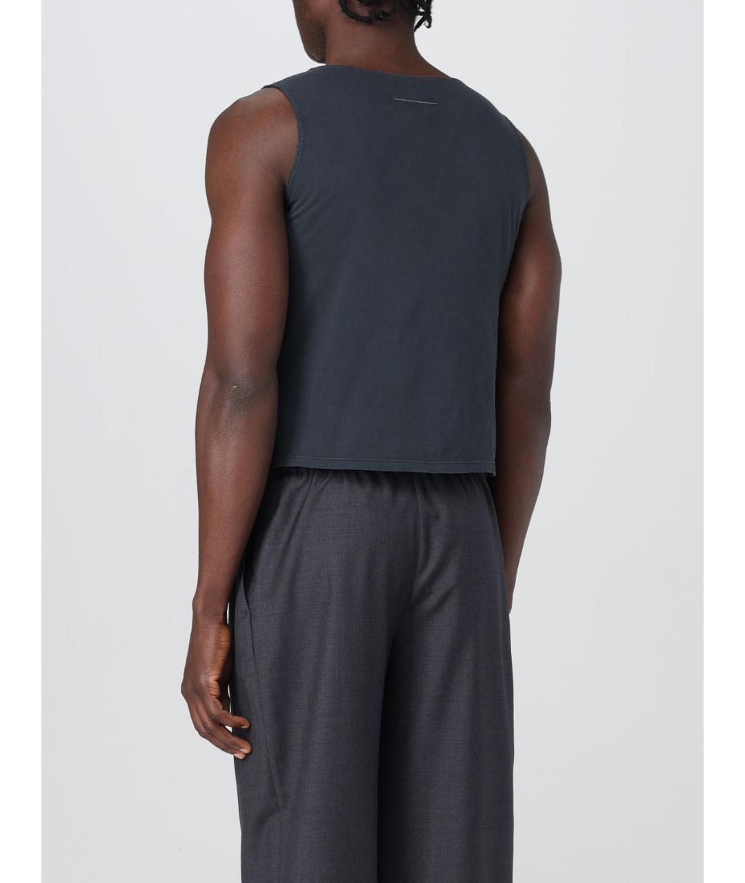 MAISON MARGIELA Черная хлопковая майка, фото 4