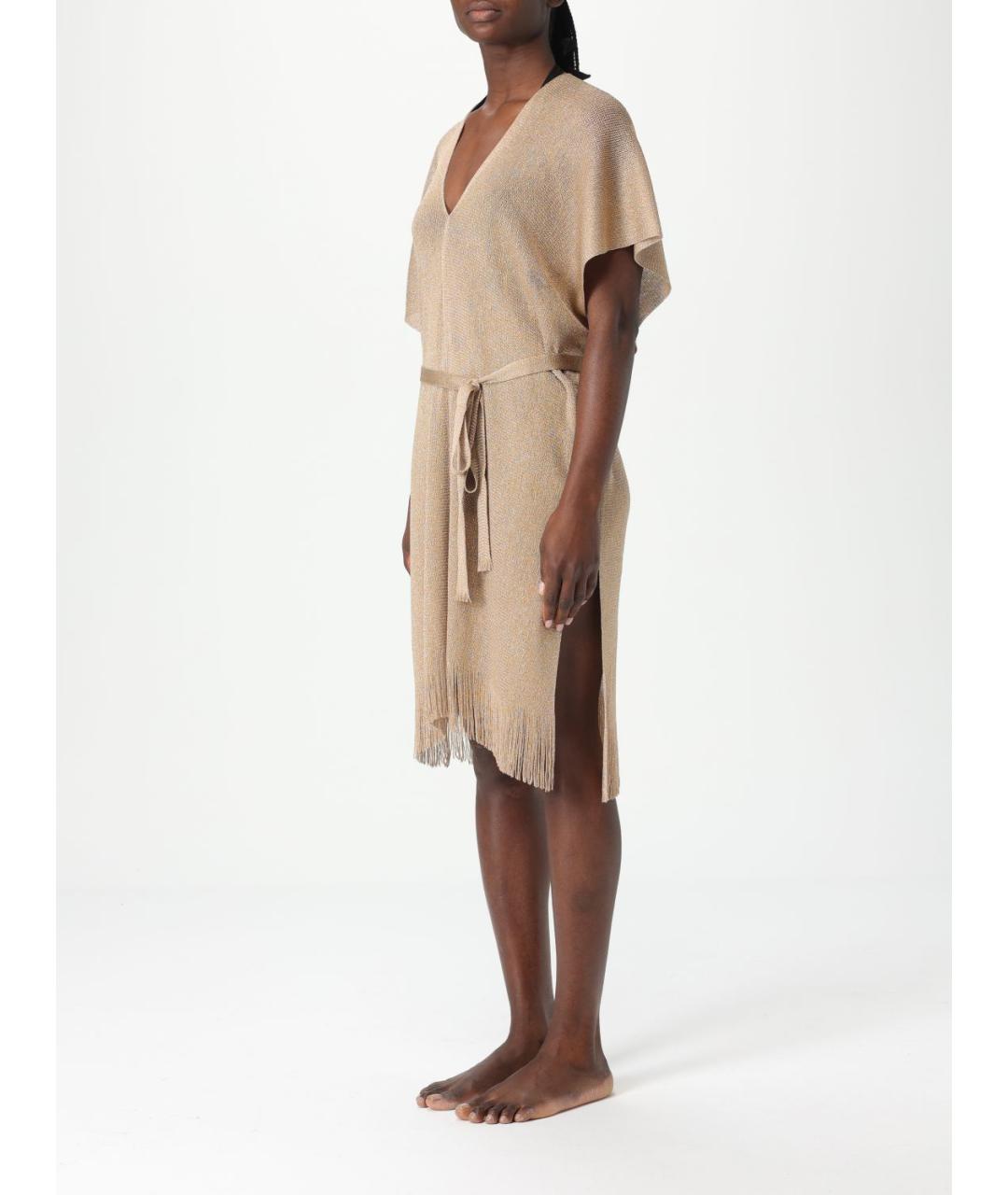MAX MARA Бежевое вискозное платье, фото 4