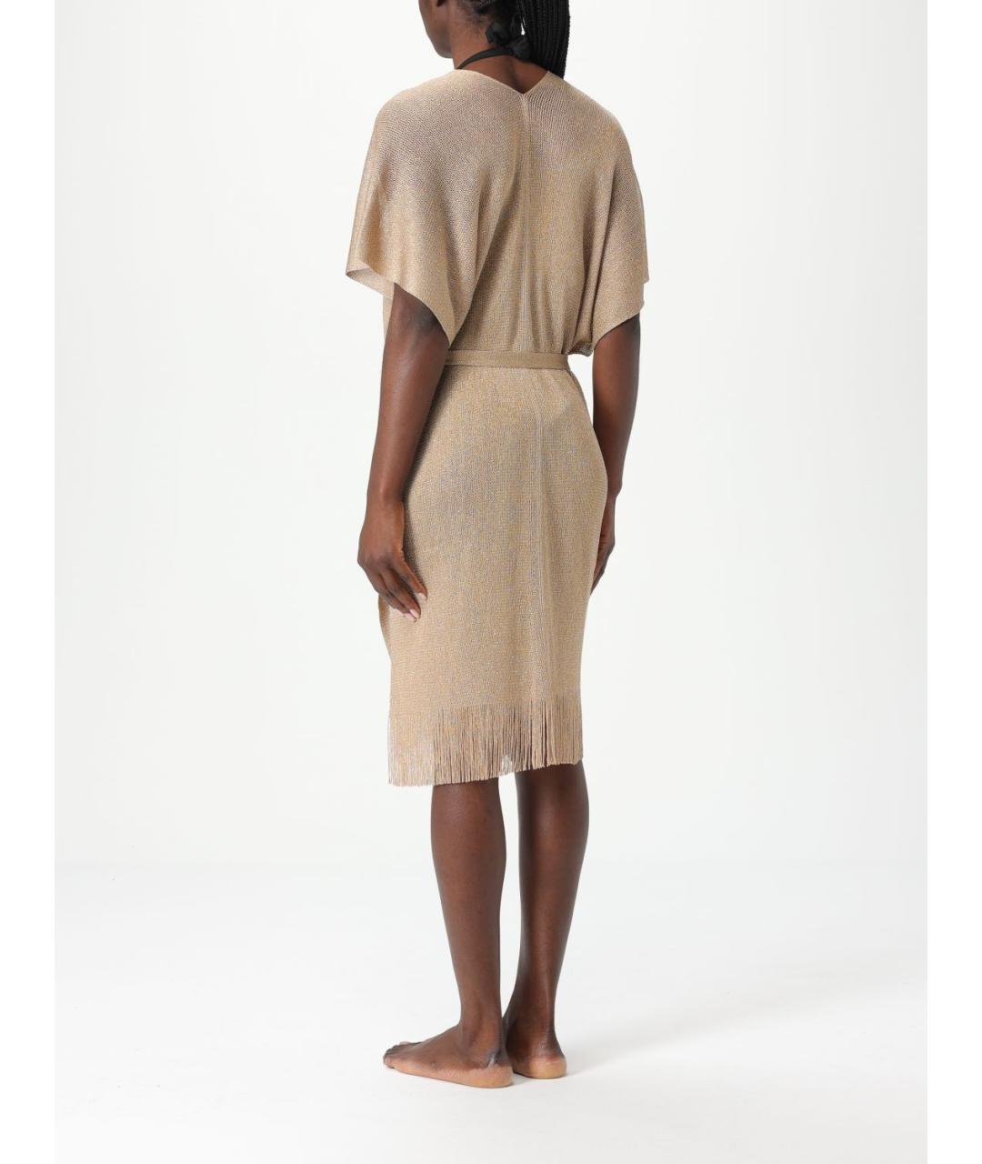 MAX MARA Бежевое вискозное платье, фото 3