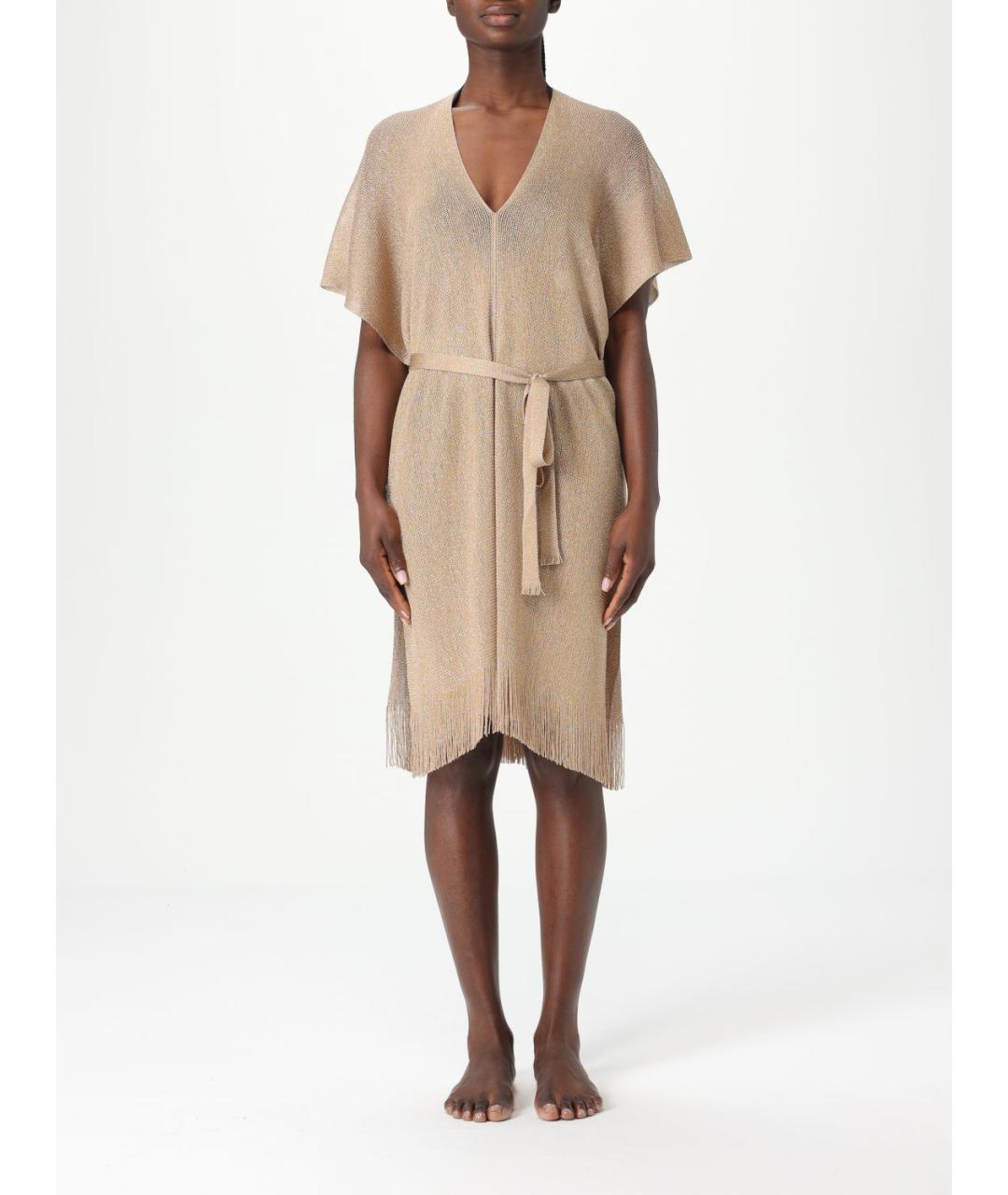 MAX MARA Бежевое вискозное платье, фото 2