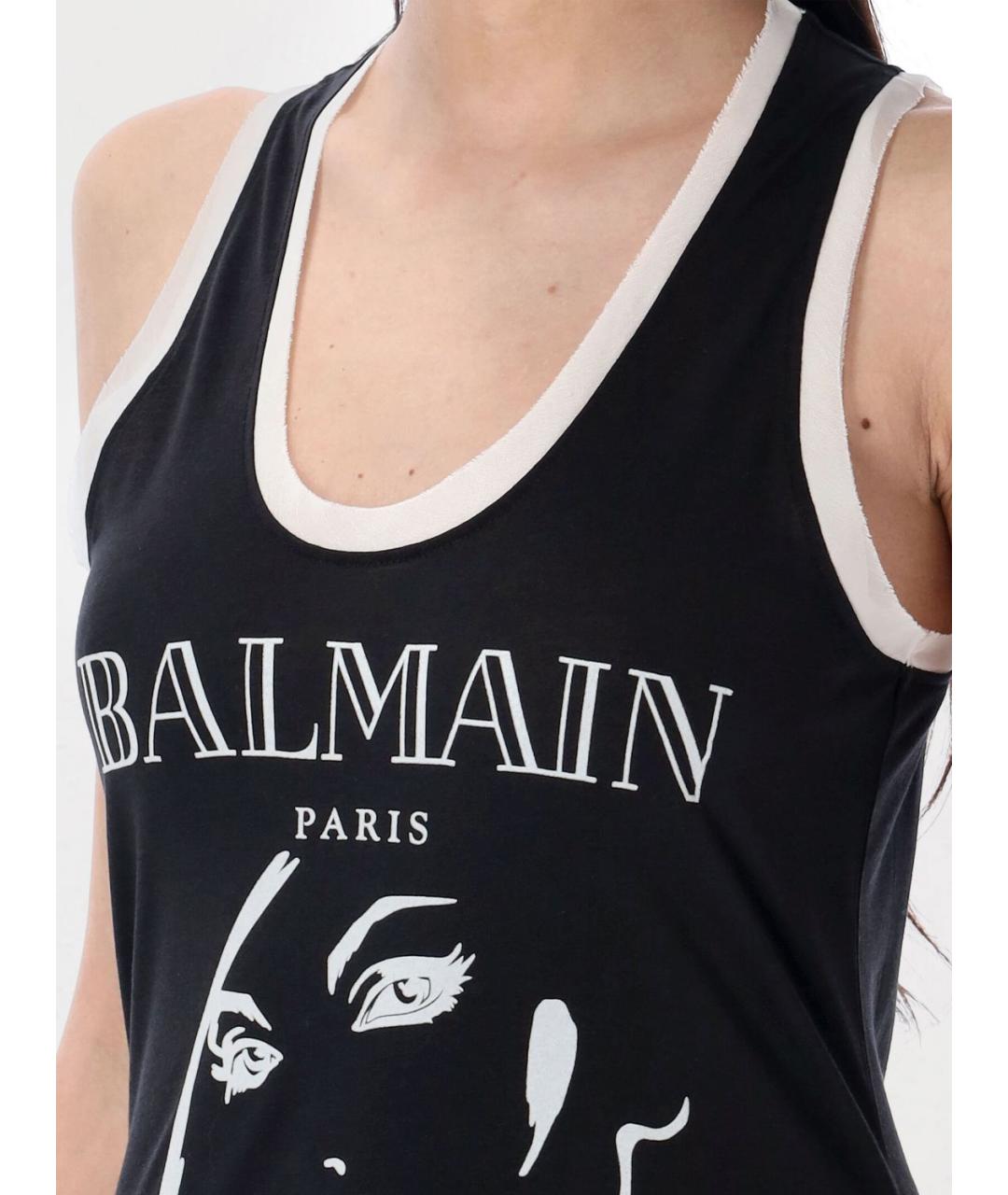 BALMAIN Черная майка, фото 4