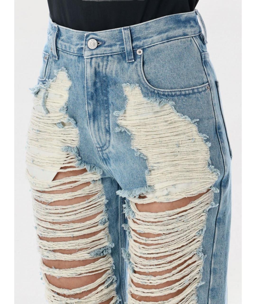 MM6 MAISON MARGIELA Голубые хлопковые прямые джинсы, фото 4