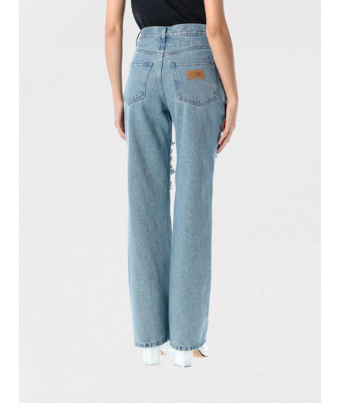 MM6 MAISON MARGIELA Голубые хлопковые прямые джинсы, фото 3