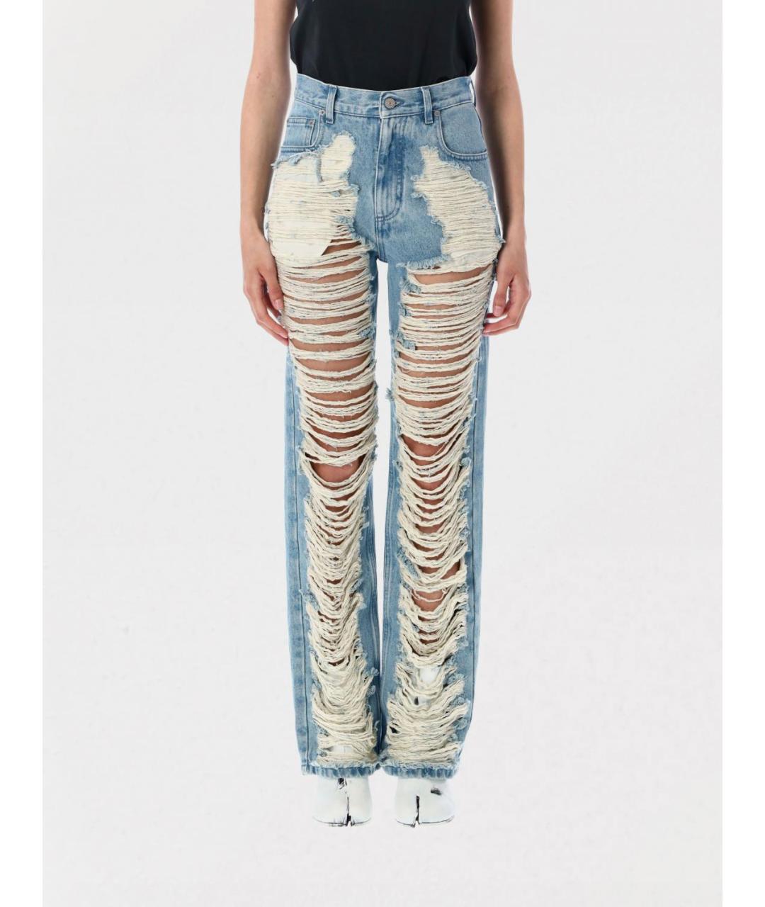 MM6 MAISON MARGIELA Голубые хлопковые прямые джинсы, фото 2