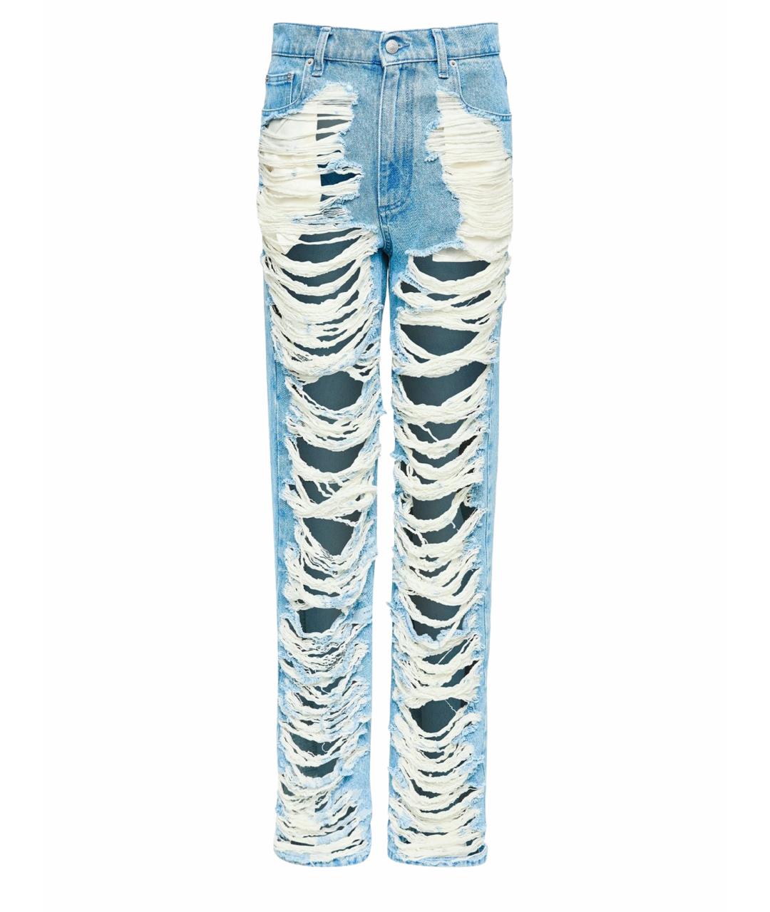 MM6 MAISON MARGIELA Голубые хлопковые прямые джинсы, фото 1