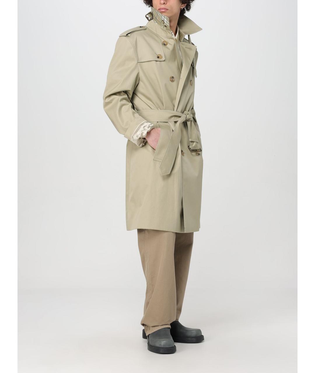 BURBERRY Бежевые хлопковые повседневные брюки, фото 3