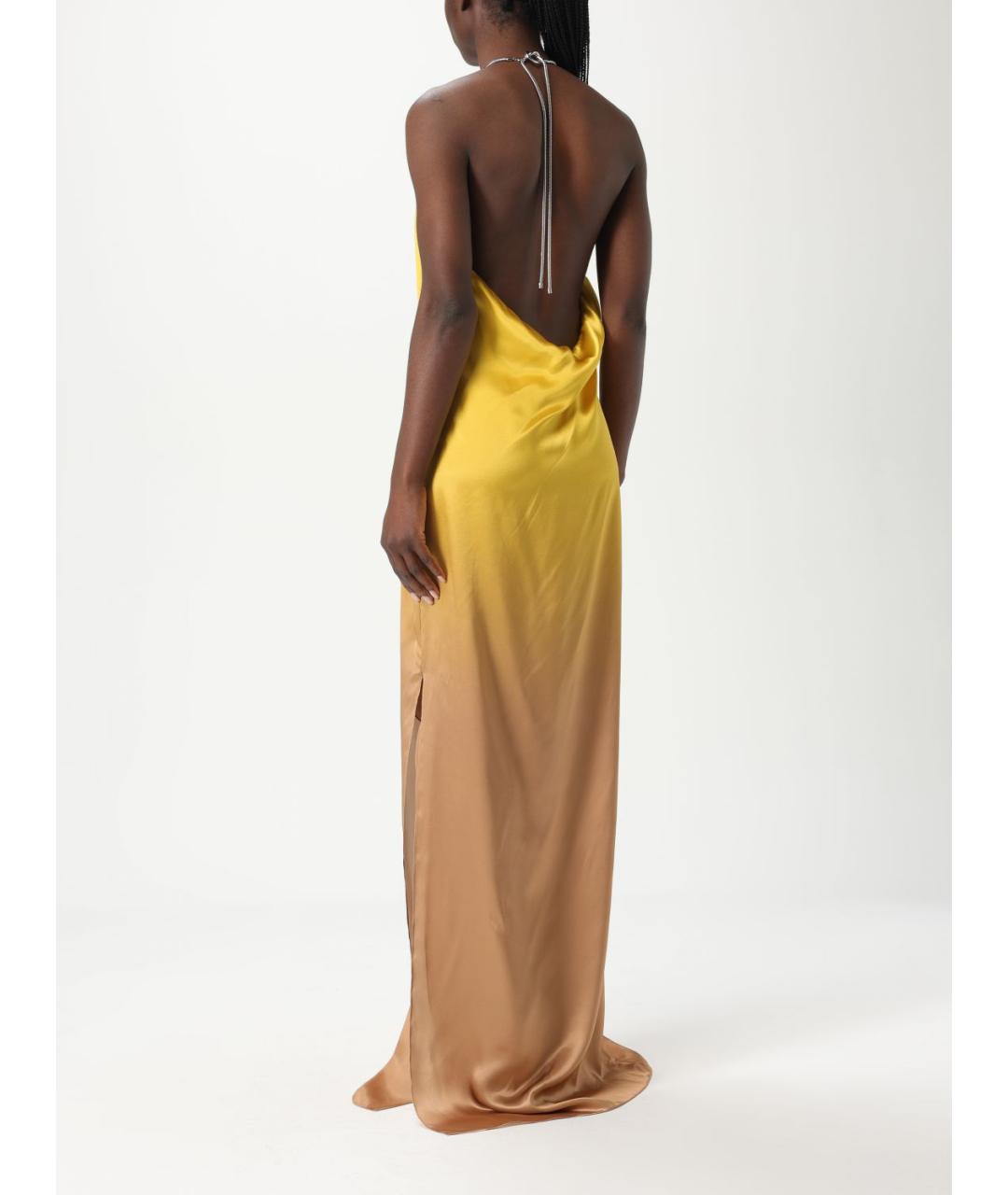 MAX MARA Желтое шелковое платье, фото 3