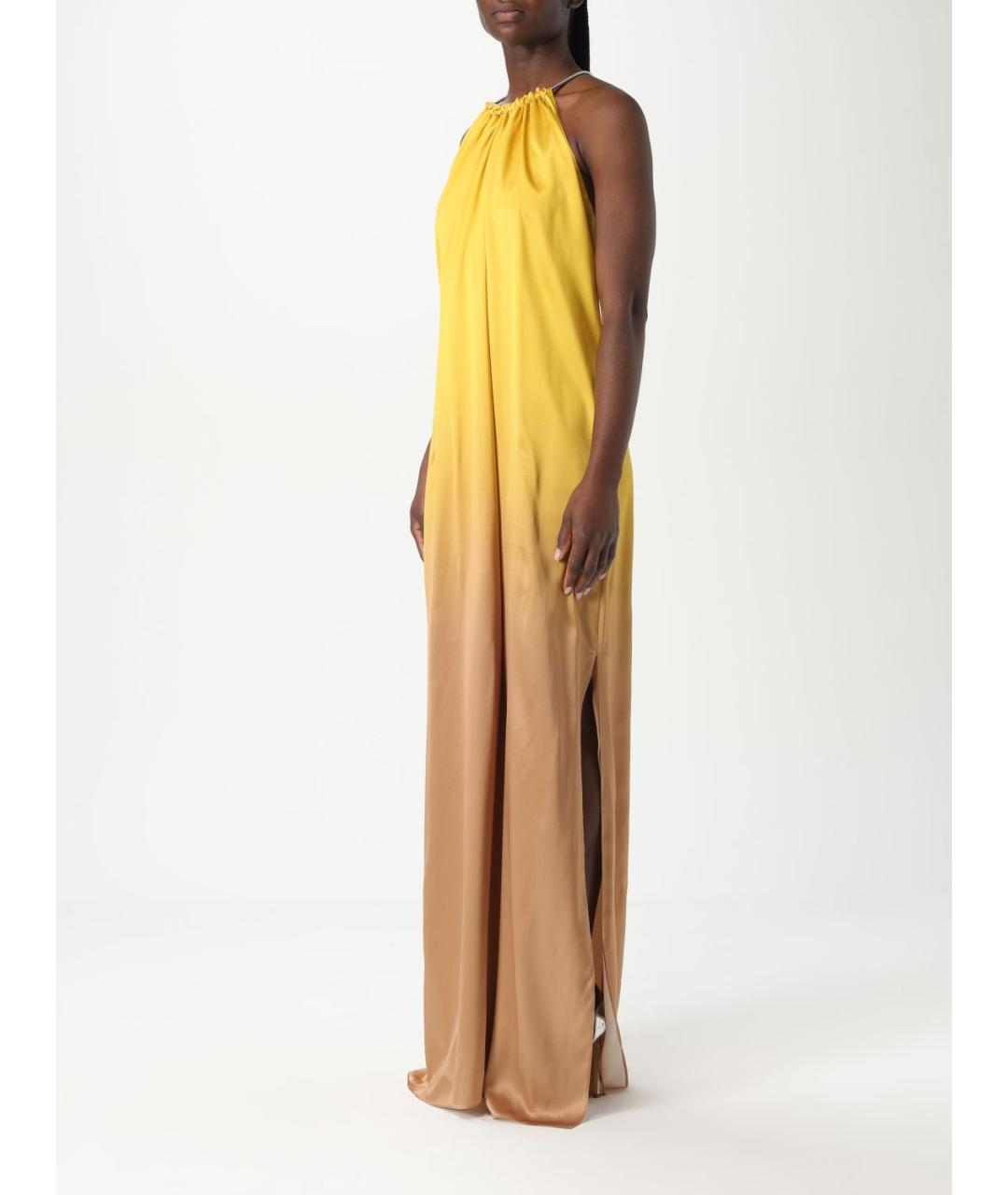 MAX MARA Желтое шелковое платье, фото 4