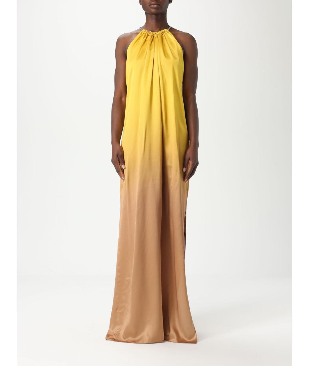 MAX MARA Желтое шелковое платье, фото 2