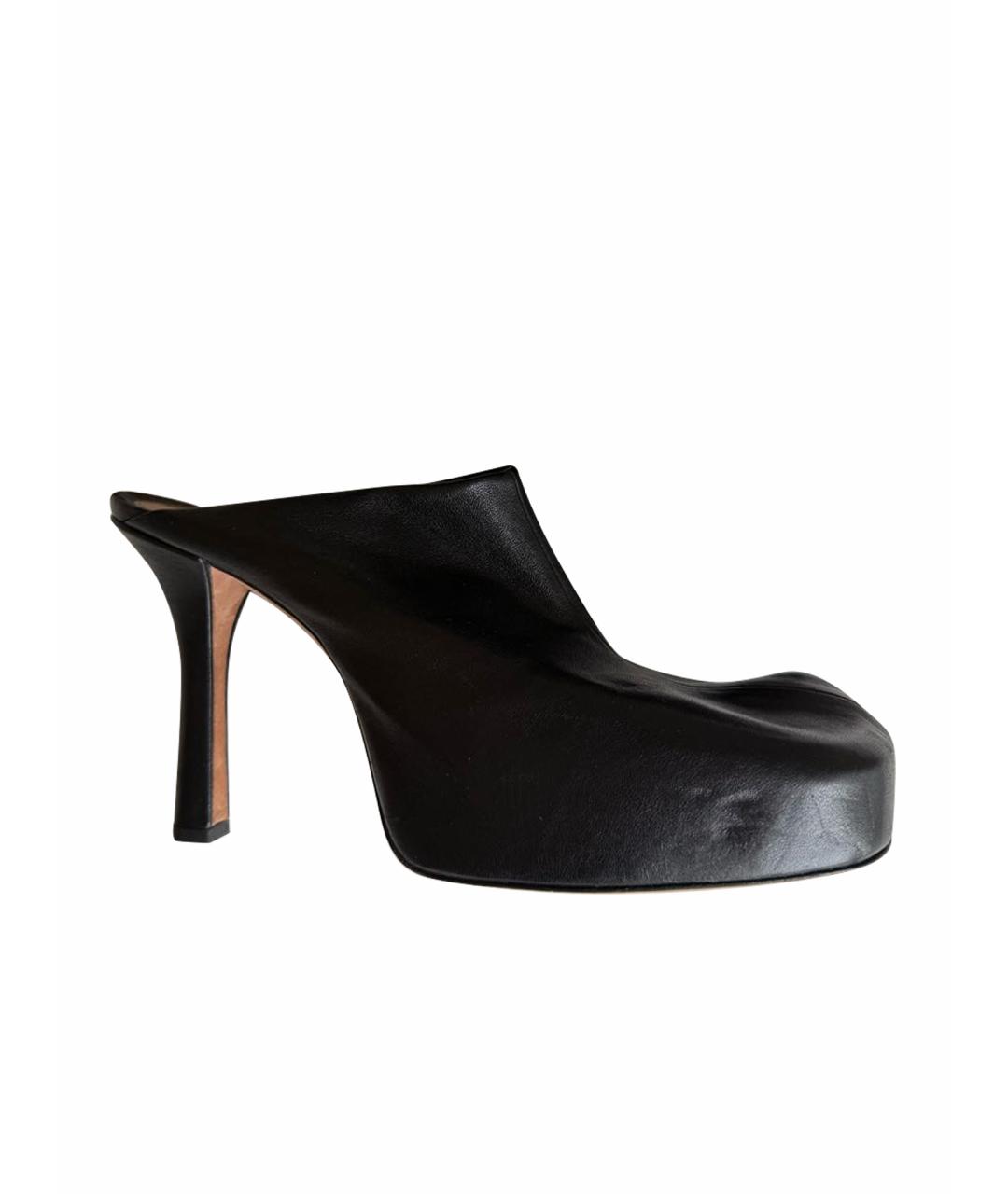 BOTTEGA VENETA Черные кожаные мюли, фото 1