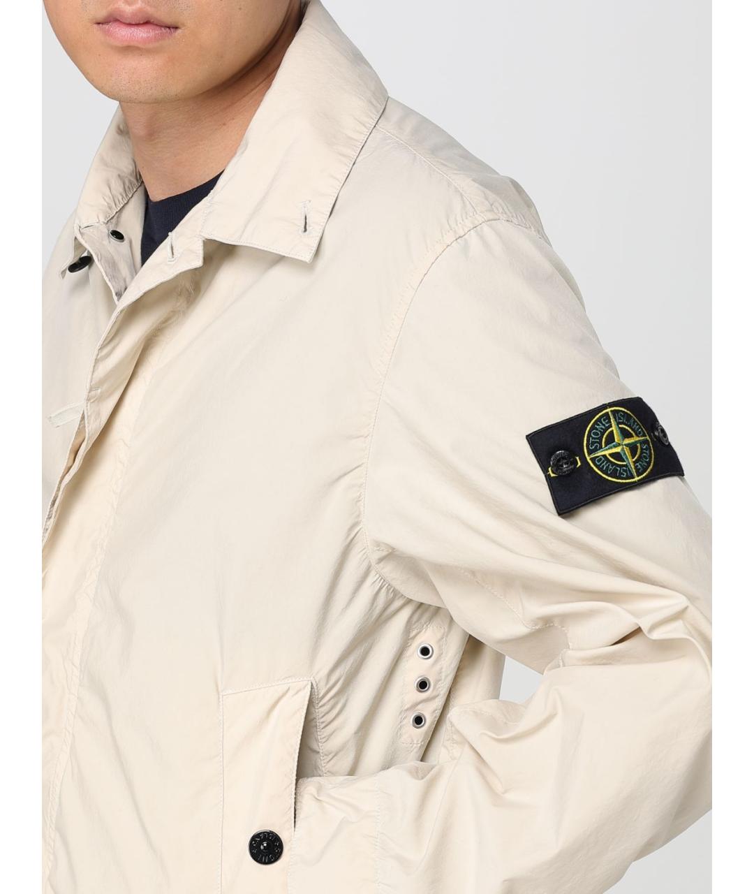 STONE ISLAND Бежевая полиэстеровая куртка, фото 6
