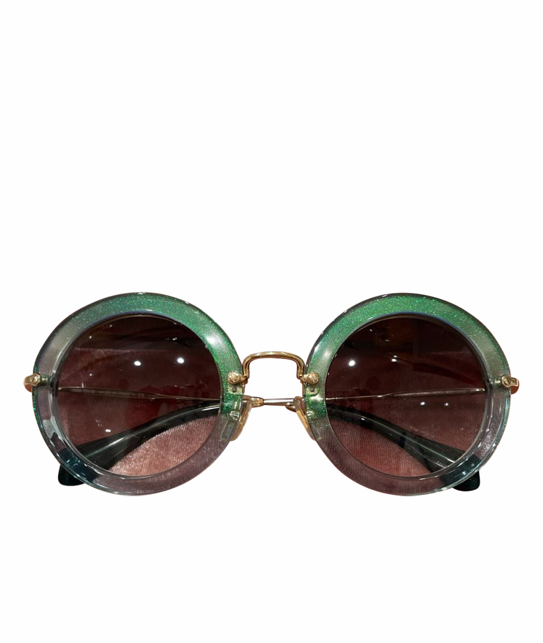 MIU MIU Зеленые пластиковые солнцезащитные очки, фото 1