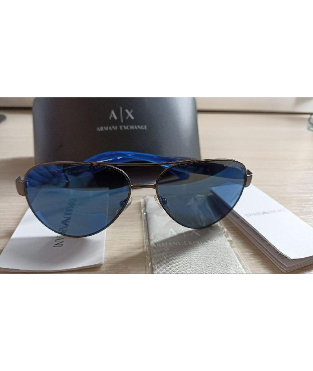 ARMANI EXCHANGE Синие металлические солнцезащитные очки, фото 5