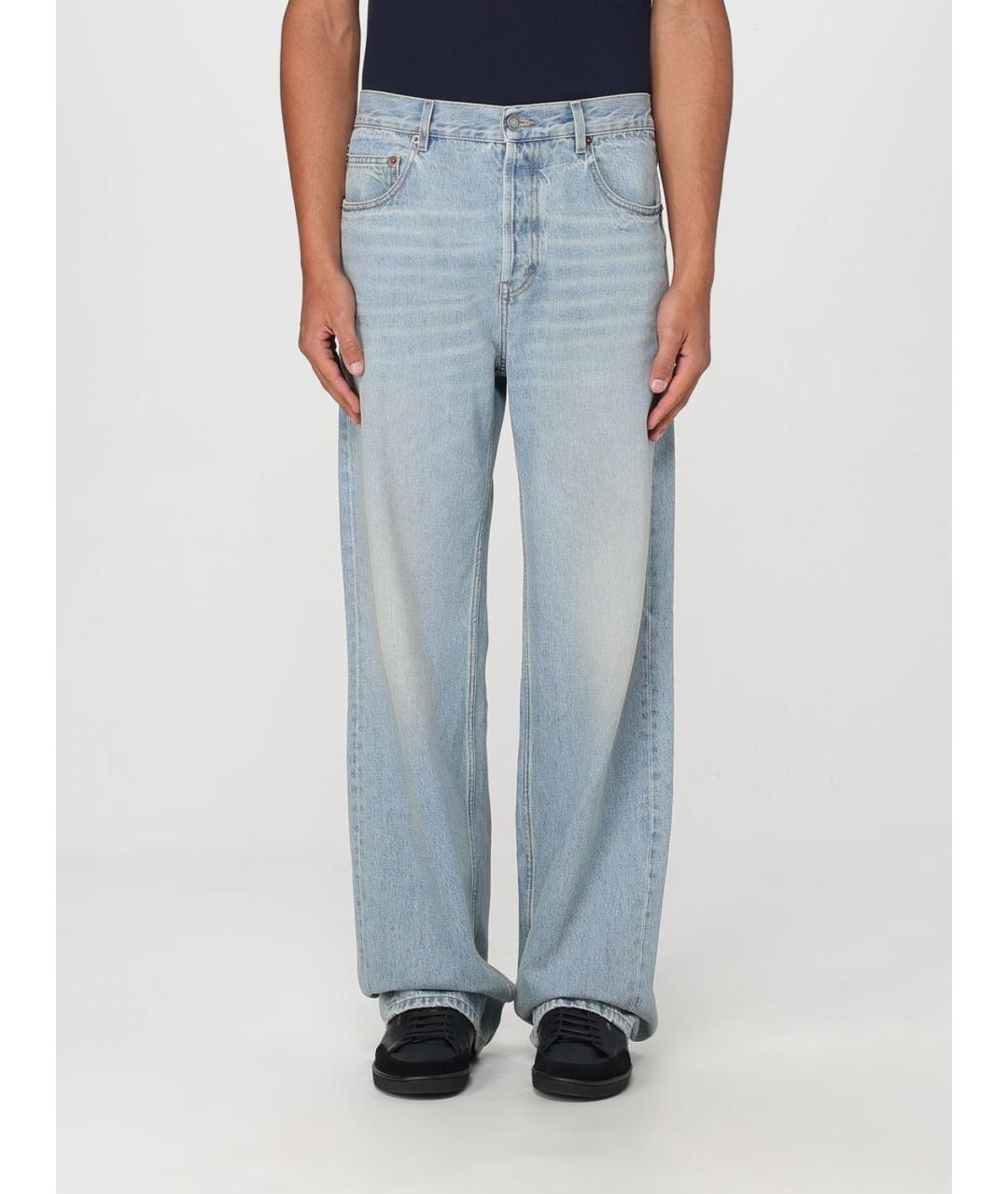 SAINT LAURENT Голубые хлопковые прямые джинсы, фото 2