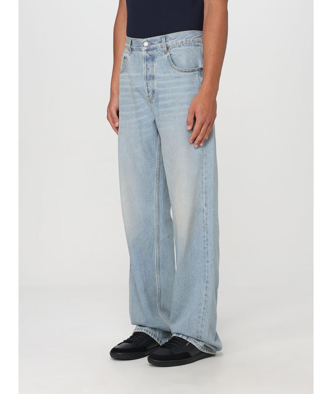 SAINT LAURENT Голубые хлопковые прямые джинсы, фото 5