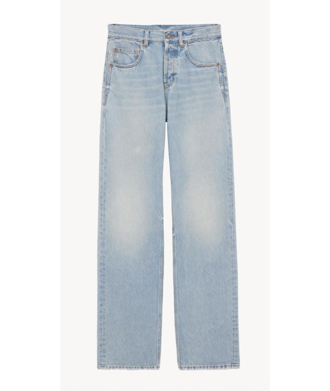 SAINT LAURENT Голубые хлопковые прямые джинсы, фото 7