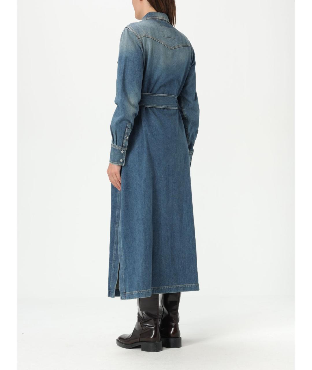 GOLDEN GOOSE DELUXE BRAND Синее хлопковое повседневное платье, фото 3