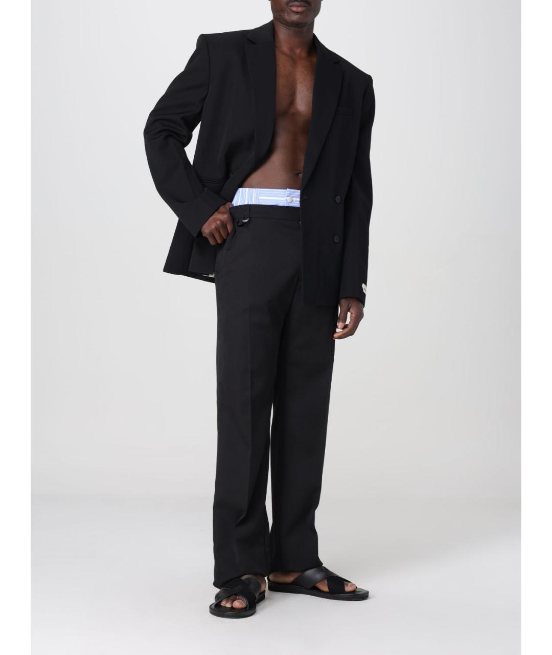JACQUEMUS Черные шерстяные повседневные брюки, фото 3