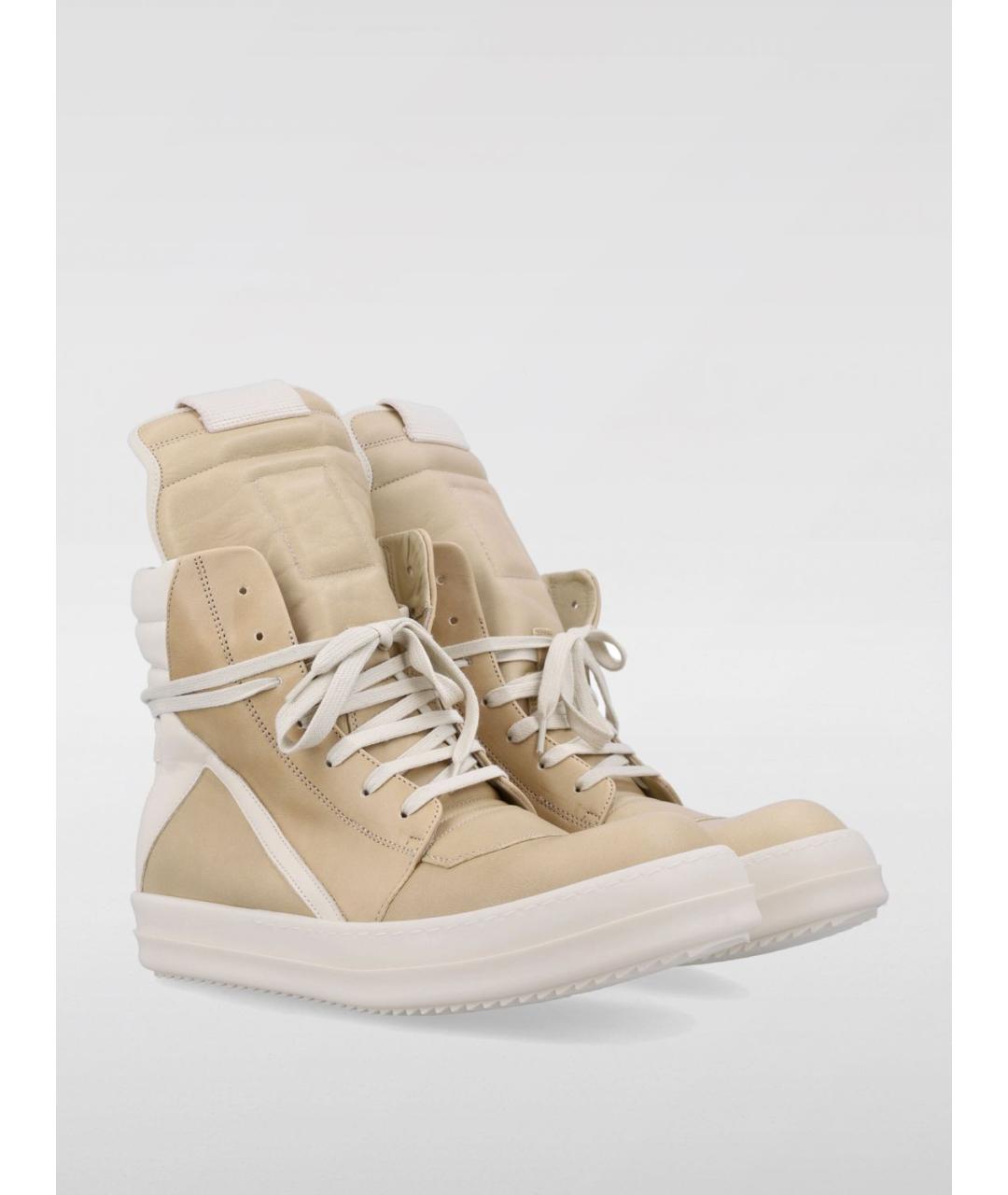 RICK OWENS Бежевые высокие кроссовки / кеды, фото 2