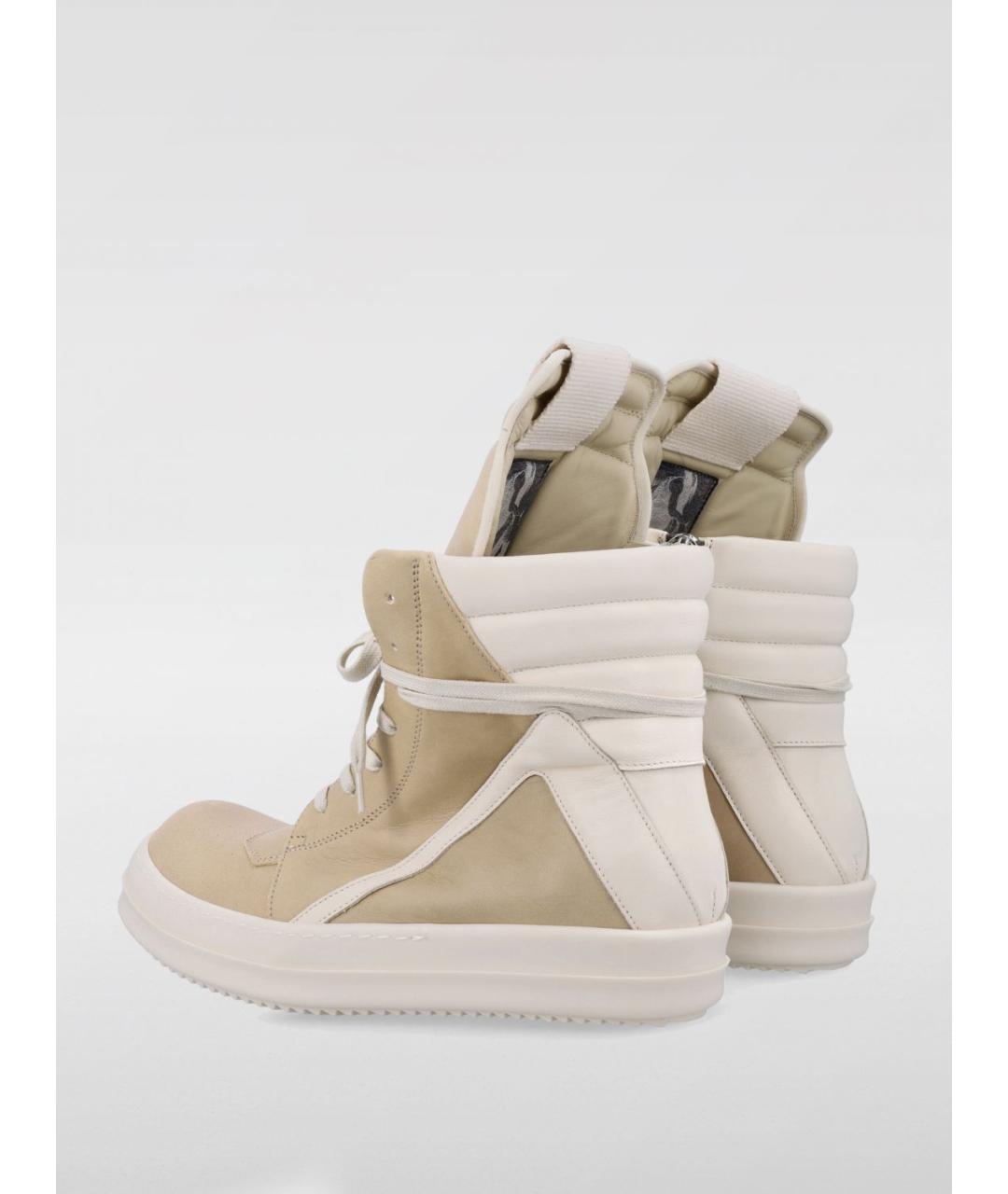RICK OWENS Бежевые высокие кроссовки / кеды, фото 3