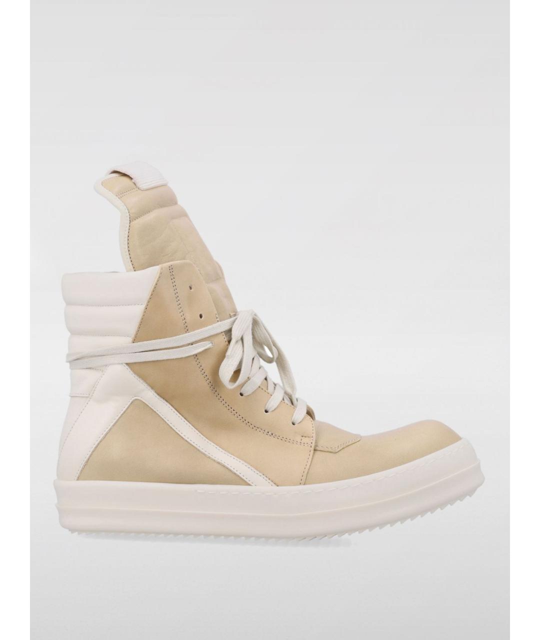 RICK OWENS Бежевые высокие кроссовки / кеды, фото 4