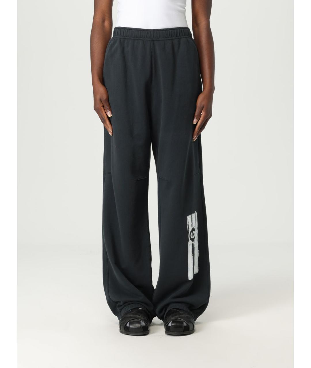 MM6 MAISON MARGIELA Черные хлопковые прямые брюки, фото 2