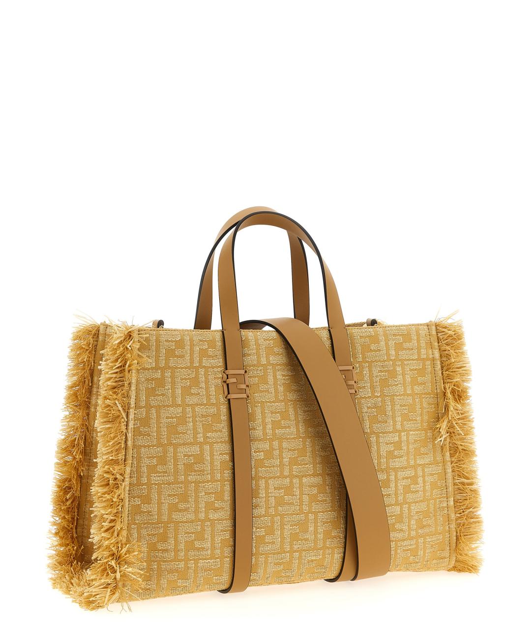 FENDI Желтая синтетическая сумка тоут, фото 2