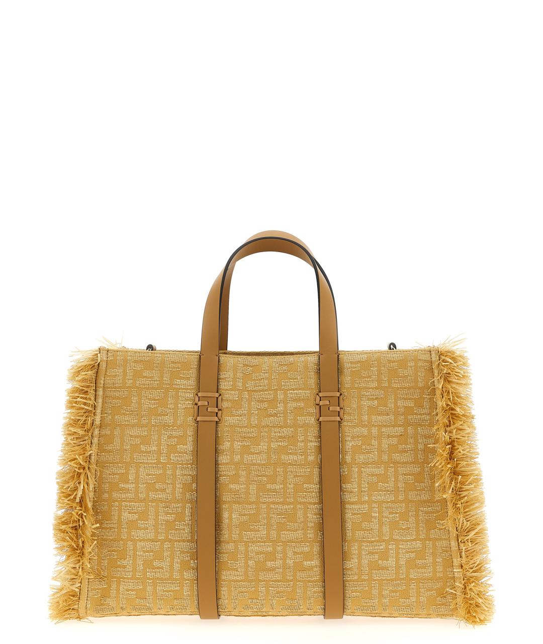 FENDI Желтая синтетическая сумка тоут, фото 1