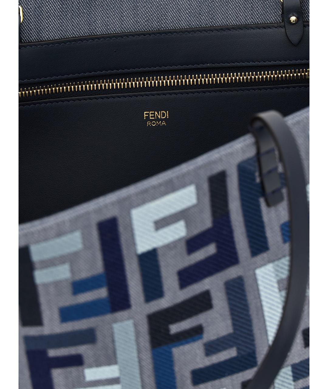 FENDI Синяя хлопковая сумка тоут, фото 4