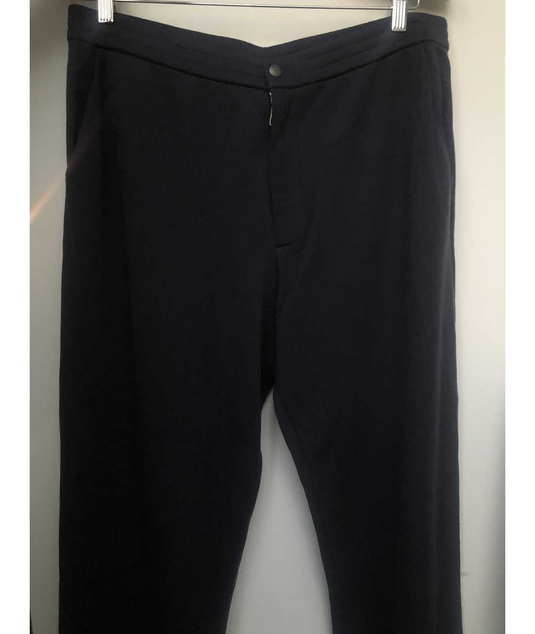 GIORGIO ARMANI Темно-синие хлопко-эластановые повседневные брюки, фото 4