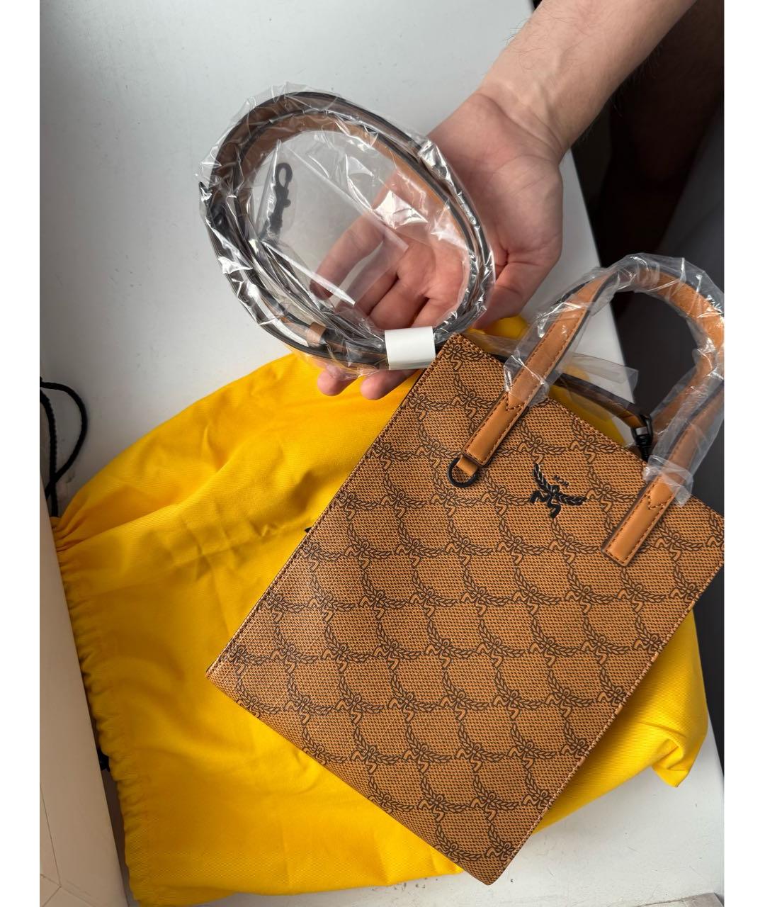 MCM Коричневая сумка тоут из искусственной кожи, фото 5