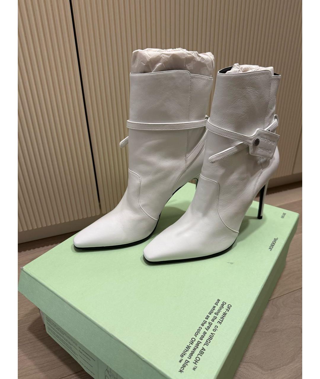 OFF-WHITE Белые кожаные полусапоги, фото 6