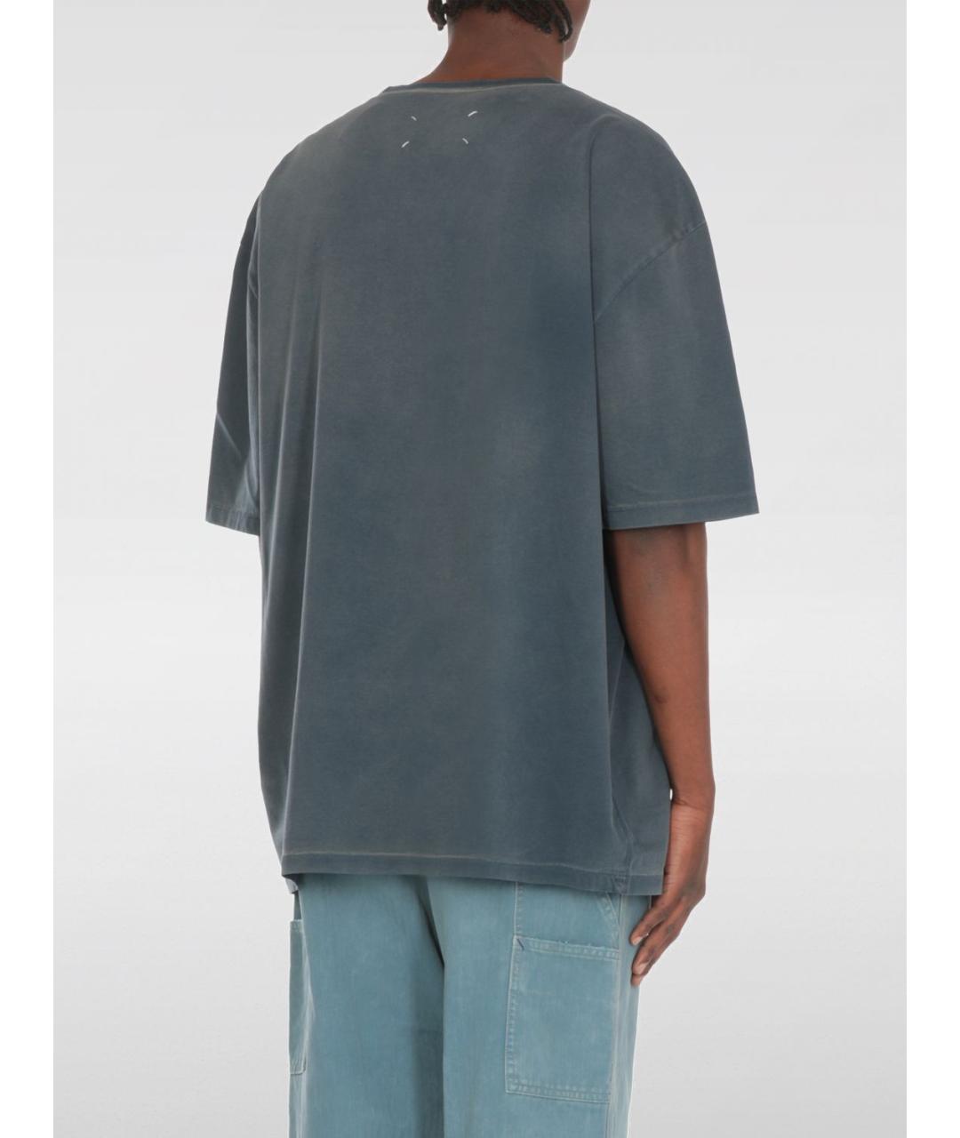 MAISON MARGIELA Синяя хлопковая футболка, фото 4