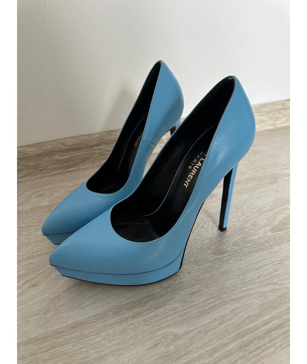 SAINT LAURENT Голубые кожаные туфли, фото 3