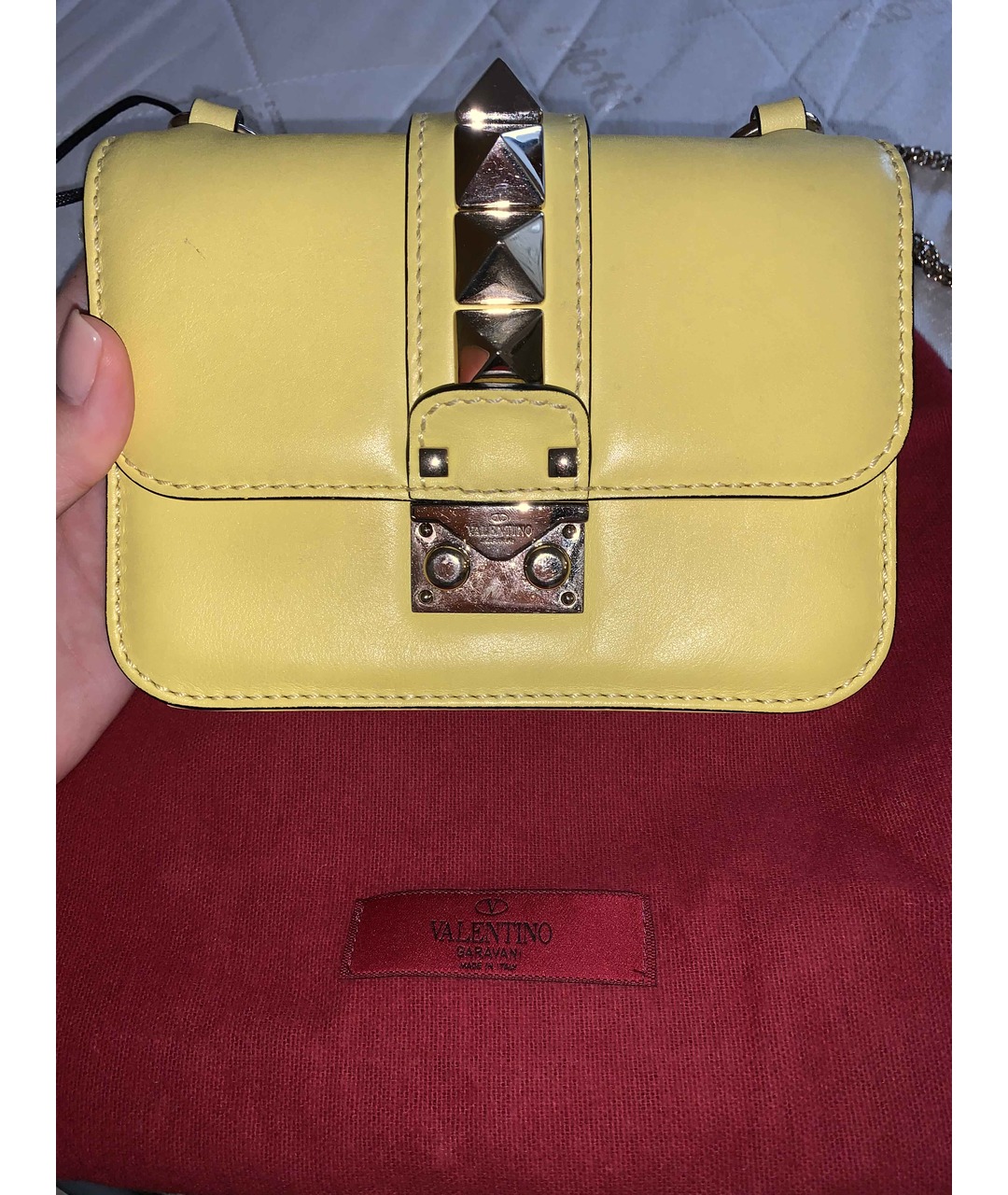VALENTINO Желтая кожаная сумка тоут, фото 5