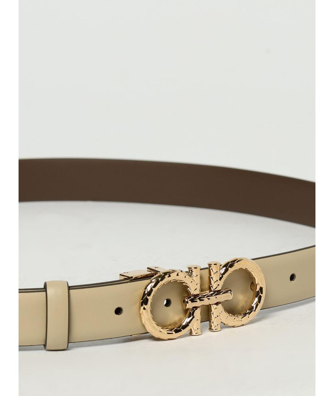 FERRAGAMO Бежевый кожаный ремень, фото 3
