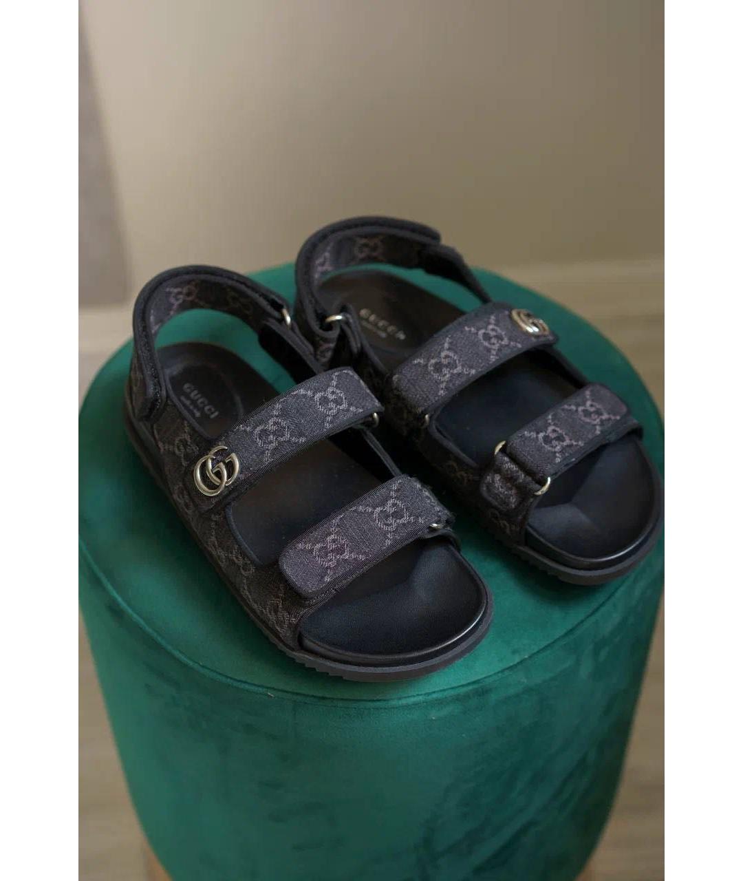 GUCCI Черные текстильные сандалии, фото 5