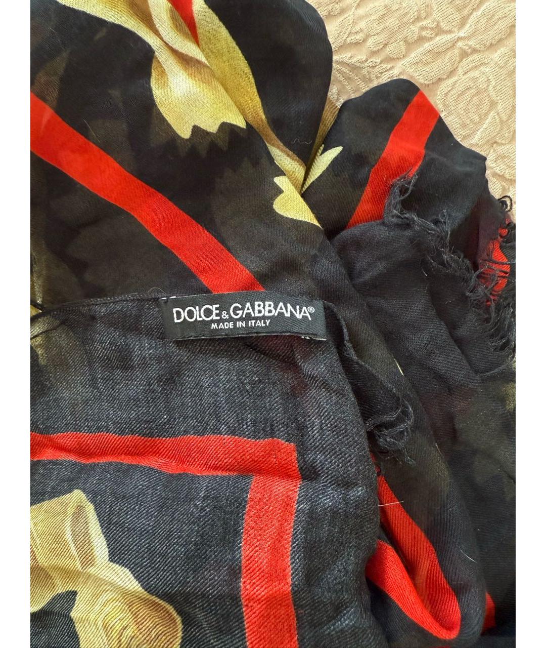 DOLCE&GABBANA Черный хлопковый платок, фото 3
