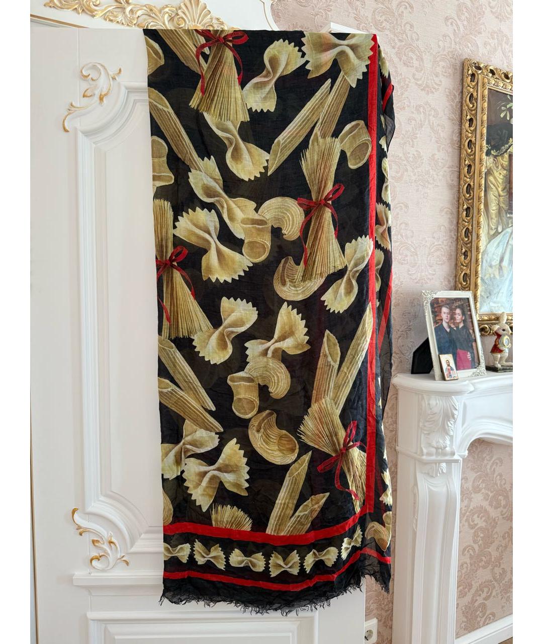 DOLCE&GABBANA Черный хлопковый платок, фото 4