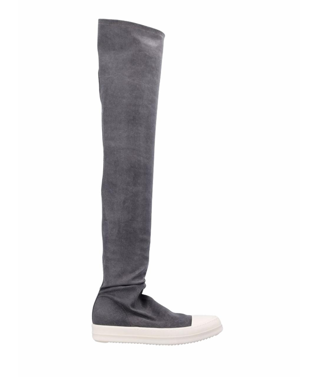 RICK OWENS DRKSHDW Серые текстильные кеды, фото 1