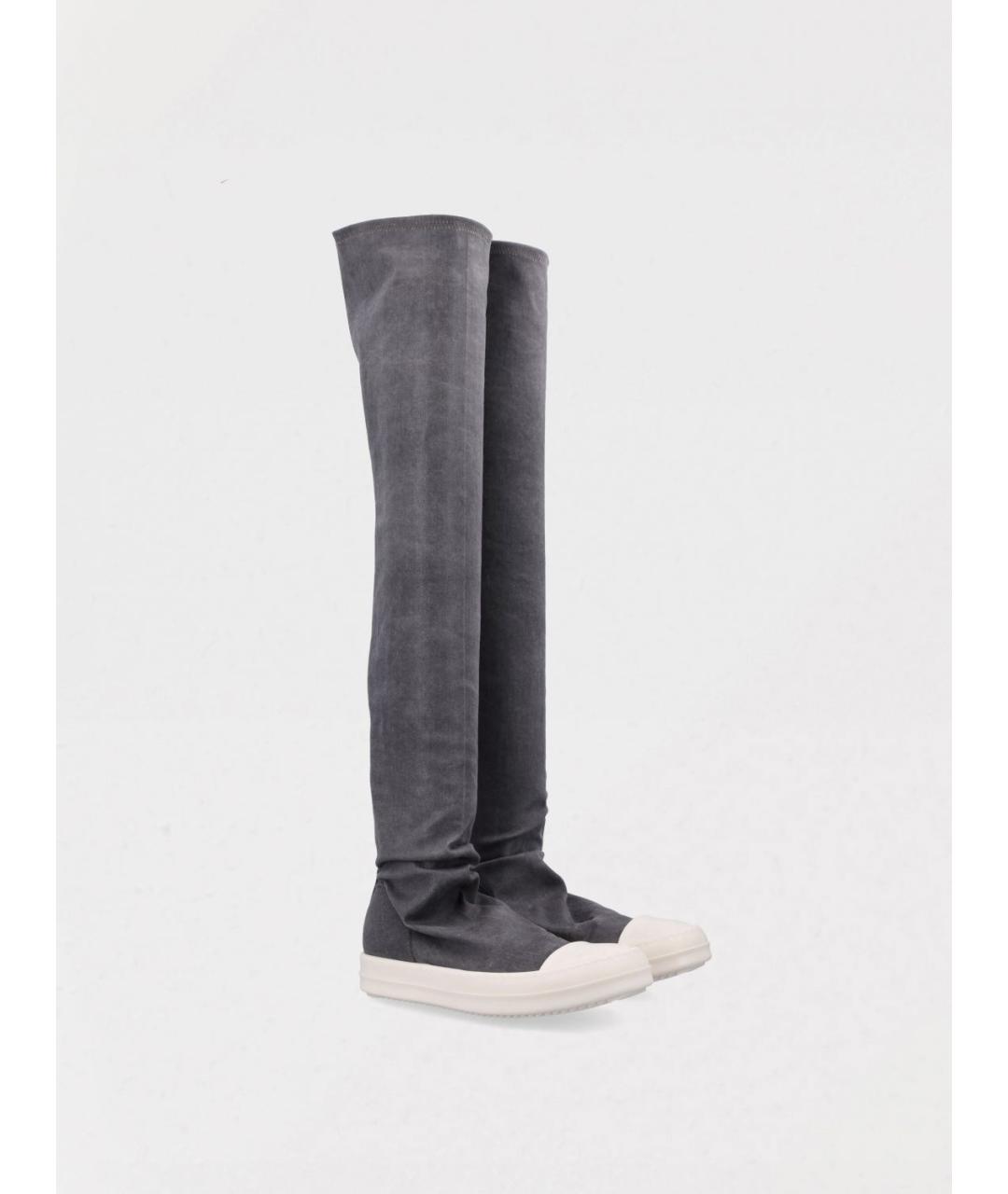 RICK OWENS DRKSHDW Серые текстильные кеды, фото 2