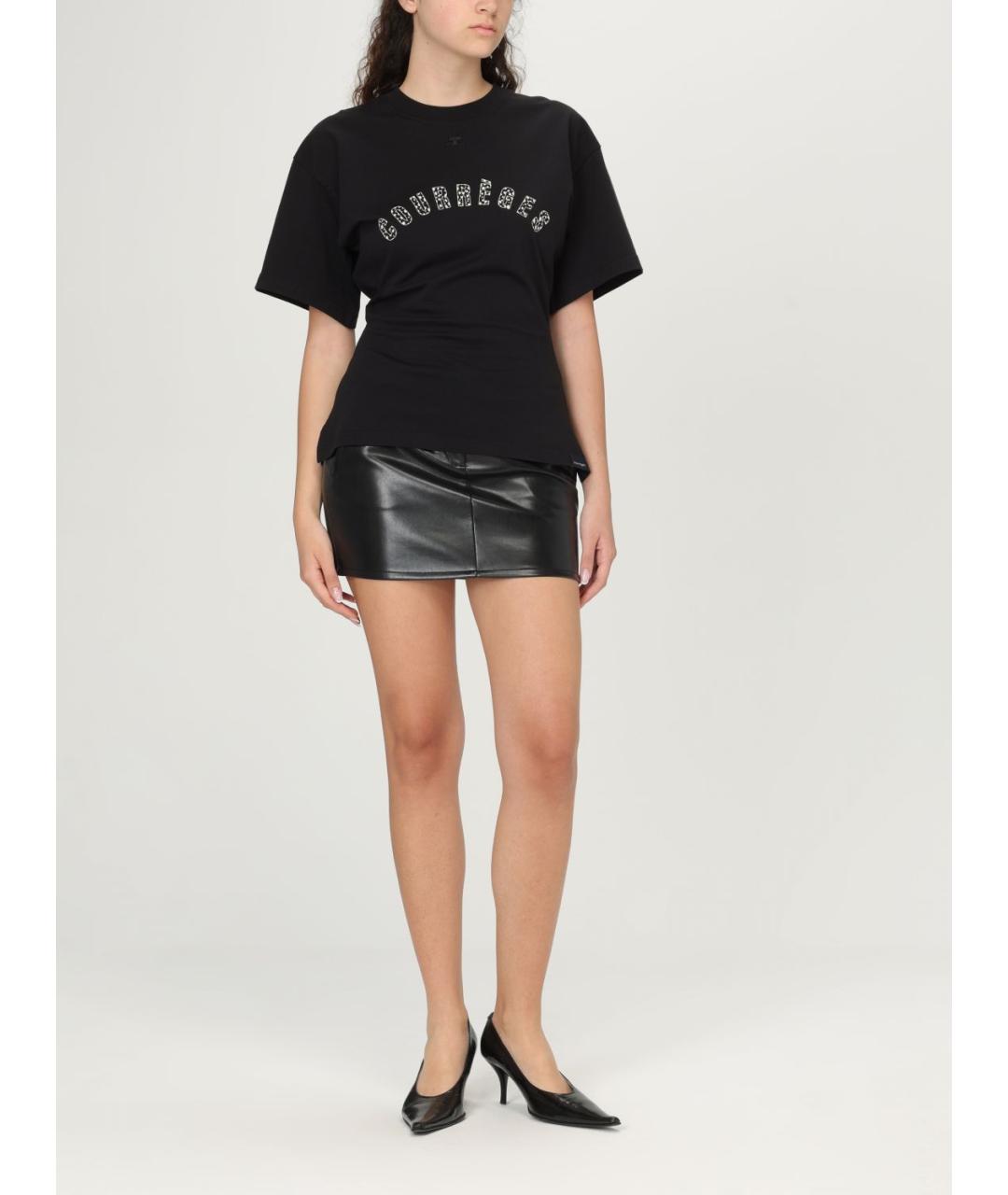 COURREGES Черная хлопковая футболка, фото 3