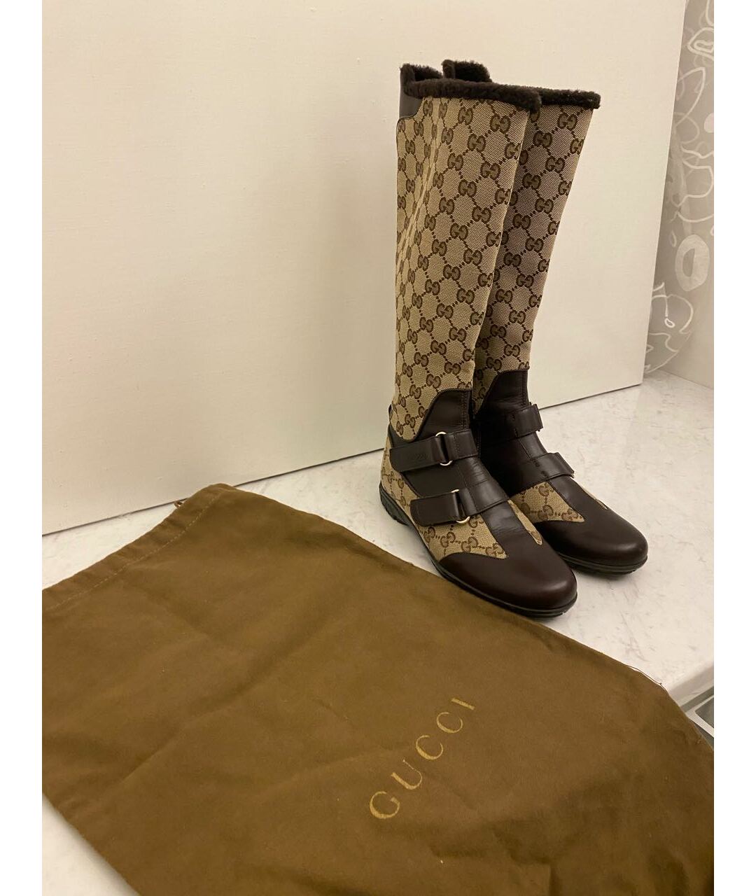 GUCCI Бежевые кожаные сапоги, фото 2