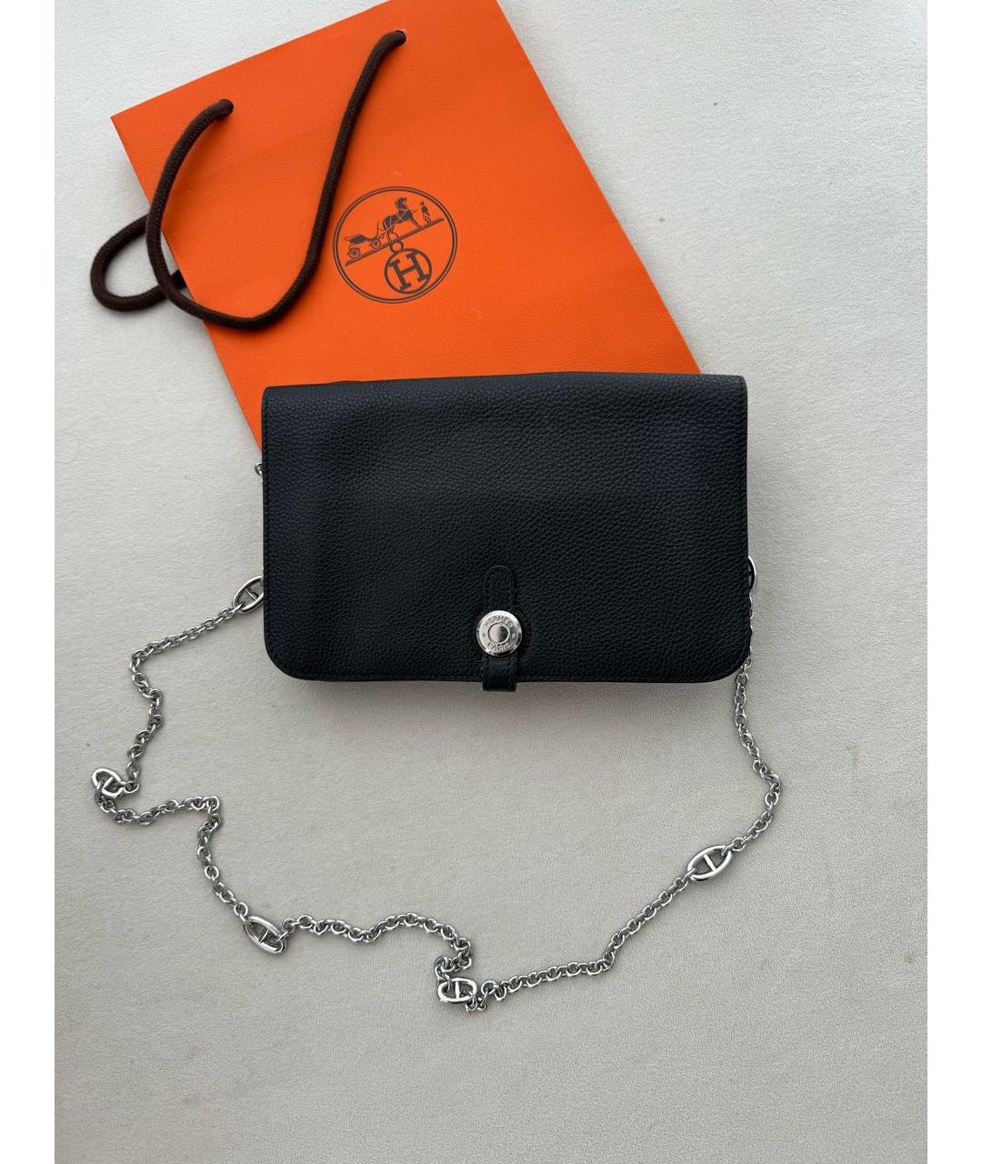 HERMES Черная кожаная поясная сумка, фото 3