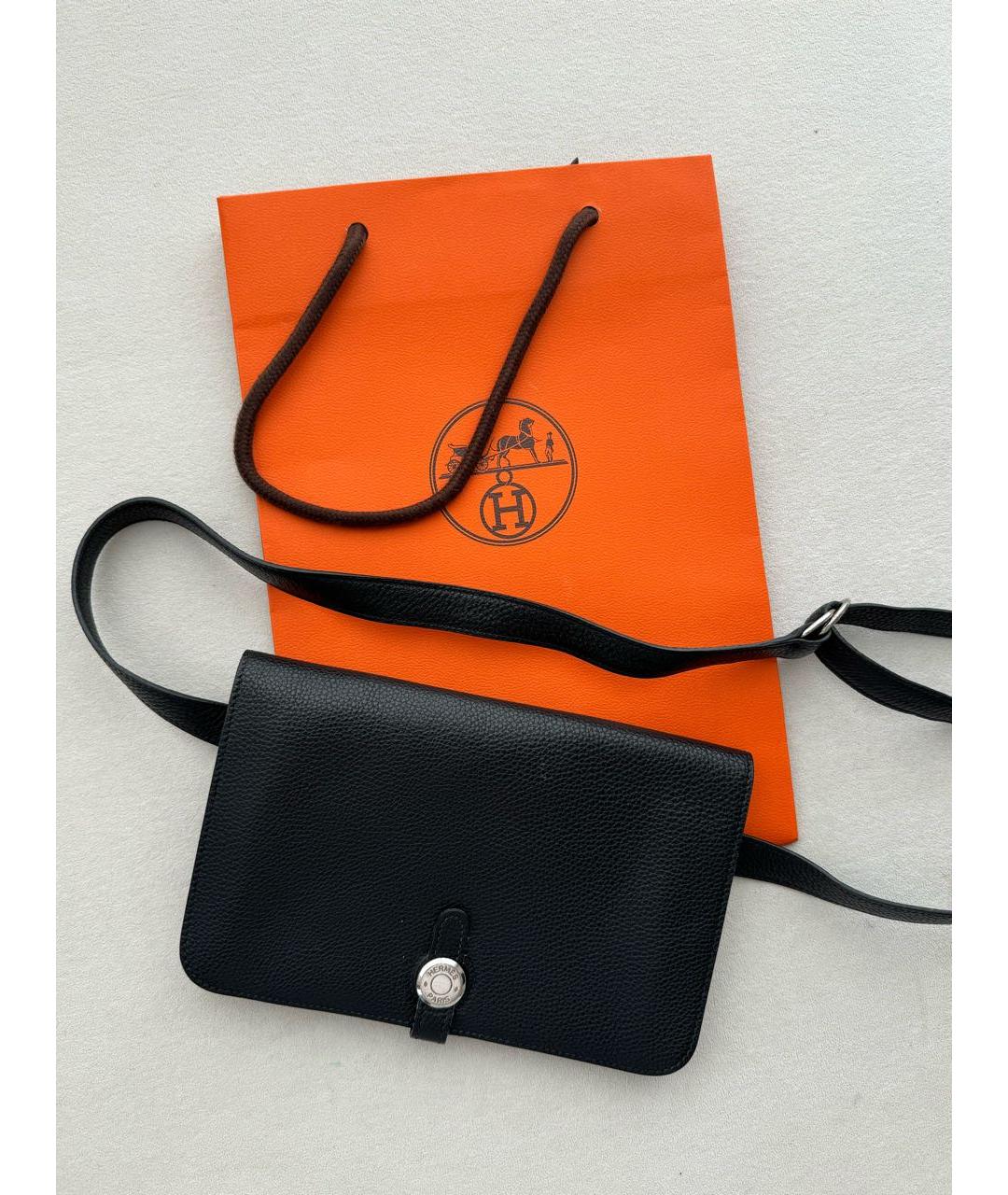 HERMES Черная кожаная поясная сумка, фото 2