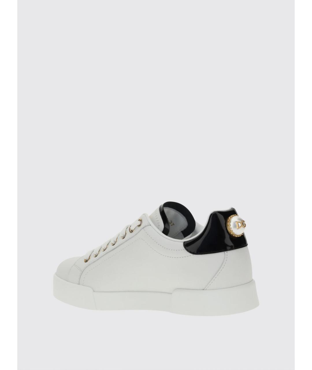 DOLCE&GABBANA Белые кожаные кеды, фото 3
