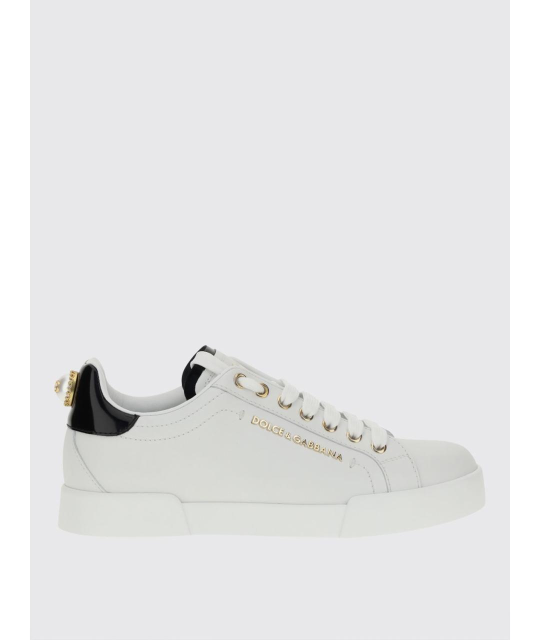 DOLCE&GABBANA Белые кожаные кеды, фото 4