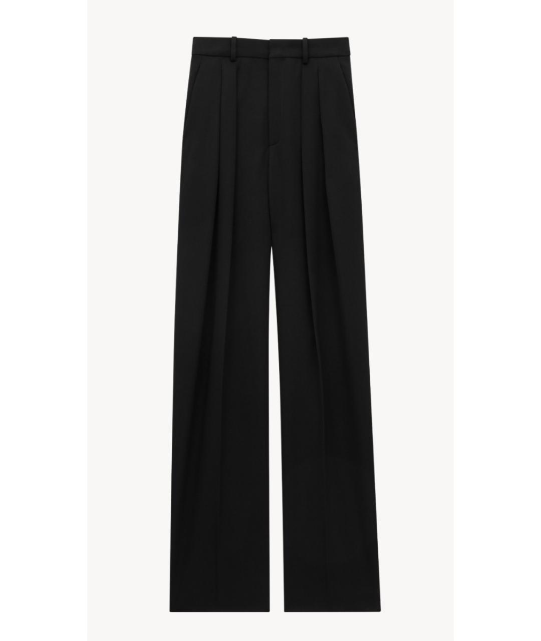 SAINT LAURENT Черные шерстяные прямые брюки, фото 7