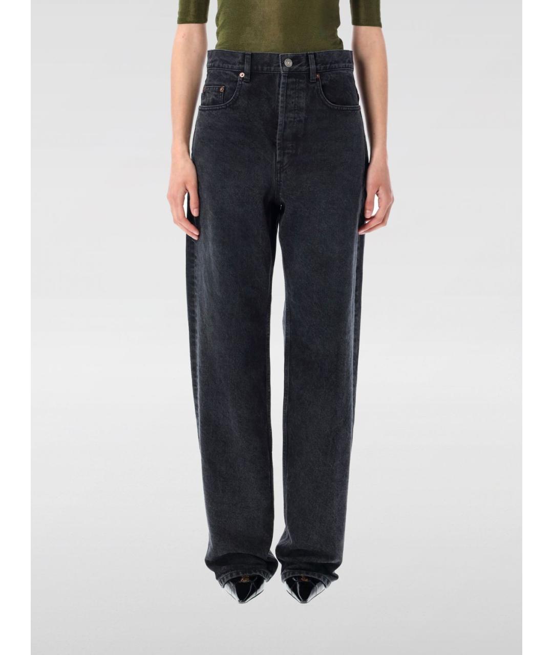 SAINT LAURENT Черные хлопковые прямые джинсы, фото 2