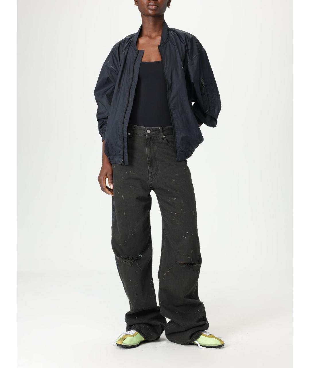 MM6 MAISON MARGIELA Черные хлопковые прямые джинсы, фото 3